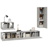 4 Piece TV Cabinet Set Concrete Grey Engineered Wood 3114329