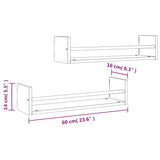 Wall Shelves with Bars 2 pcs Smoked Oak 60x16x14 cm 835436