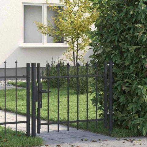 Fence Gate Grey 100 x 75 cm Powder coated steel 42008878