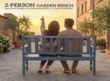 2 Seater Plastic Garden Bench, Outdoor Patio Bench with Armrest and Backrest, Weatherproof Outdoor T3398P553262