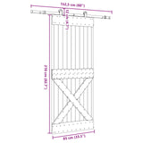 Sliding Door NARVIK Natural and Black 85 x 210 cm 3445361