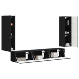 TV Cabinet Set Wall-mounted 4 pcs Black Engineered Wood 3409043
