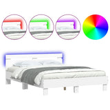 Bed Frame White Engineered wood Double 150x200 cm Bed Frame 3207539