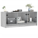 TV Cabinet with Glass Doors Grey Sonoma 102x37x42 cm 836411