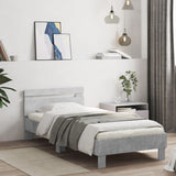 Bed Frame without Mattress with LED Lights Concrete Grey 90x200 cm 838718