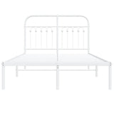 Metal Bed Frame without Mattress with Headboard White 120x190cm 376646