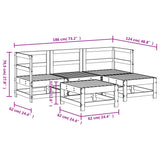 5 Piece Garden Lounge Set White Solid Wood Pine 3186173