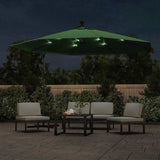 Cantilever Garden Parasol with LED Lights and Metal Pole 350 cm Green 44524