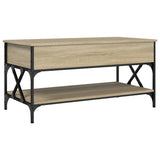 Coffee Table Sonoma Oak 100x50x50 cm Engineered Wood and Metal 845357