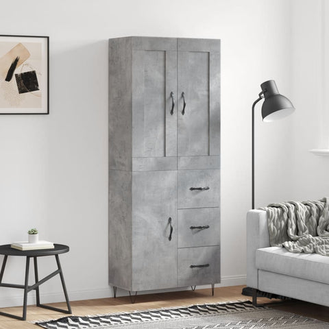 Highboard Concrete Grey 69.5x34x180 cm Engineered Wood 3199845
