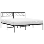 Metal Bed Frame without Mattress with Headboard Black 120x190cm 372274