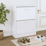 Shoe Cabinet High Gloss White 63x24x81 cm Engineered Wood 342560