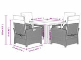 5 Piece Garden Dining Set with Cushions Grey Poly Rattan 3212441