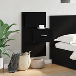 ZNTS Wall-mounted Bedside Cabinet with LED Lights Black 848159