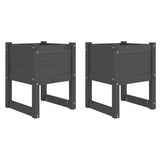 Planters 2 pcs Grey 40x40x52.5 cm Solid Wood Pine 822112