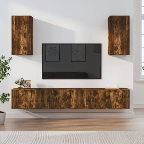 6 Piece TV Cabinet Set Smoked Oak Engineered Wood 3188691