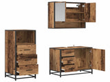 Bathroom Furniture Set with Door 3 pcs Old Wood Engineered Wood 3402332