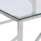 Coffee Table Silver Stainless Steel and Tempered Glass 349945