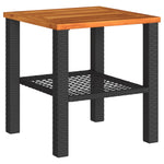 3 Piece Bistro Set with Cushions Black Poly Rattan Acacia Wood 366259