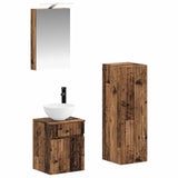 Bathroom Furniture Set 4 pcs Old Wood Engineered Wood and Glass 3407461