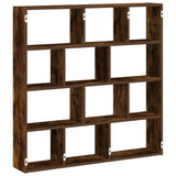 Wall Cube Shelf 12 Compartments Smoked Oak Engineered Wood 860008