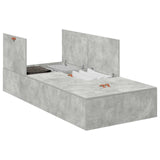 Storage Bed Frame Concrete Grey 90 x 190 cm Engineered Wood 3335408