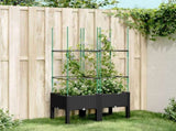 Garden Planter with Trellis Black 80x40x142.5 cm PP 367953