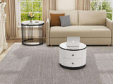 High Gloss Modern Round Nesting Coffee with Marble Pattern Top, White & Black Nesting Coffee N605P178412Z