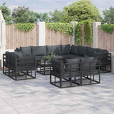 Garden Sofa Set with Cushion 12 pcs Black Aluminium 3378933