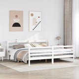 Bed Frame with Headboard without Mattress White 200x200 cm 3306654