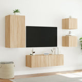 4 Piece TV Wall Cabinets with LED Lights Sonoma Oak 3216883