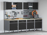 Work Cabinet with Drawer 10 pcs Black Engineered Wood and Steel 3321484