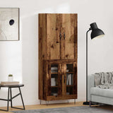 Highboard 2 pcs Old Wood Engineered Wood and Glass 3403165
