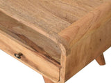 Solid Wood Mini Curved Oak-ish Media Unit, 2 Drawers and Open Slot, Brown B2743P403444