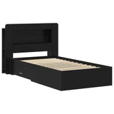 Bed Frame with Storage Black 75 x 190 cm Engineered Wood 3433801