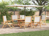 Garden Dining Set Folding 7 pcs Cream White Solid Acacia Wood 3375743
