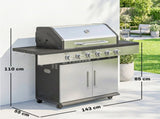 6 Burner Liquid Propane Gas BBQ Grill, Outdoor Portable Gas Barbecue Grill with Warming Rack, Side T3398P555908