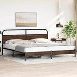 Metal Bed Frame without Mattress Brown Oak 193x203 cm 3318701