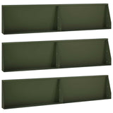 Retaining Wall 6 pcs 100 x 12 x 30 cm Steel Olive Green 3449117