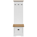 Hallway Cabinet with Hooks BODO White and Brown 50x40x157 cm 4016873
