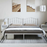 Metal Bed Frame without Mattress with Headboard White 183x213cm 373843