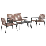 Garden Dining Set 4 pcs Brown Poly Rattan 42004145