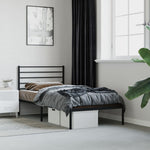 ZNTS Metal Bed Frame without Mattress with Headboard Black 90x190cm 352311