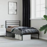 ZNTS Metal Bed Frame without Mattress with Headboard Black 90x190cm 352311