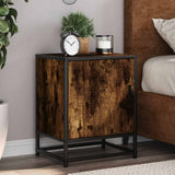 Bedside Cabinets 2 pcs Smoked Oak 40x31x50 cm Engineered Wood and Metal 848714