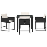 Garden Dining Set with Cushion 5 pcs Black Poly Rattan 3380004