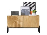 Modern Sideboard Cabinet with 2 Doors and Metal Legs, Buffet Storage Cabinet with Line Design, N896P457078W