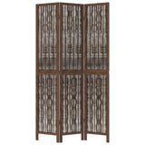 Room Divider 3 Panels Dark Brown Solid Wood Paulownia 358655