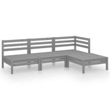 ZNTS 4 Piece Garden Lounge Set Solid Pinewood Grey 3082629