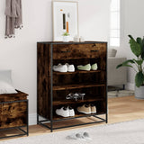 Shoe Cabinet Smoked Oak 75x38x97.5 cm Engineered Wood and Metal 3300877